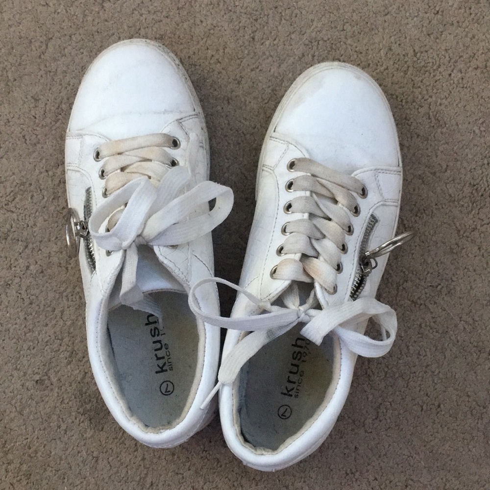 White snake skin sneakers